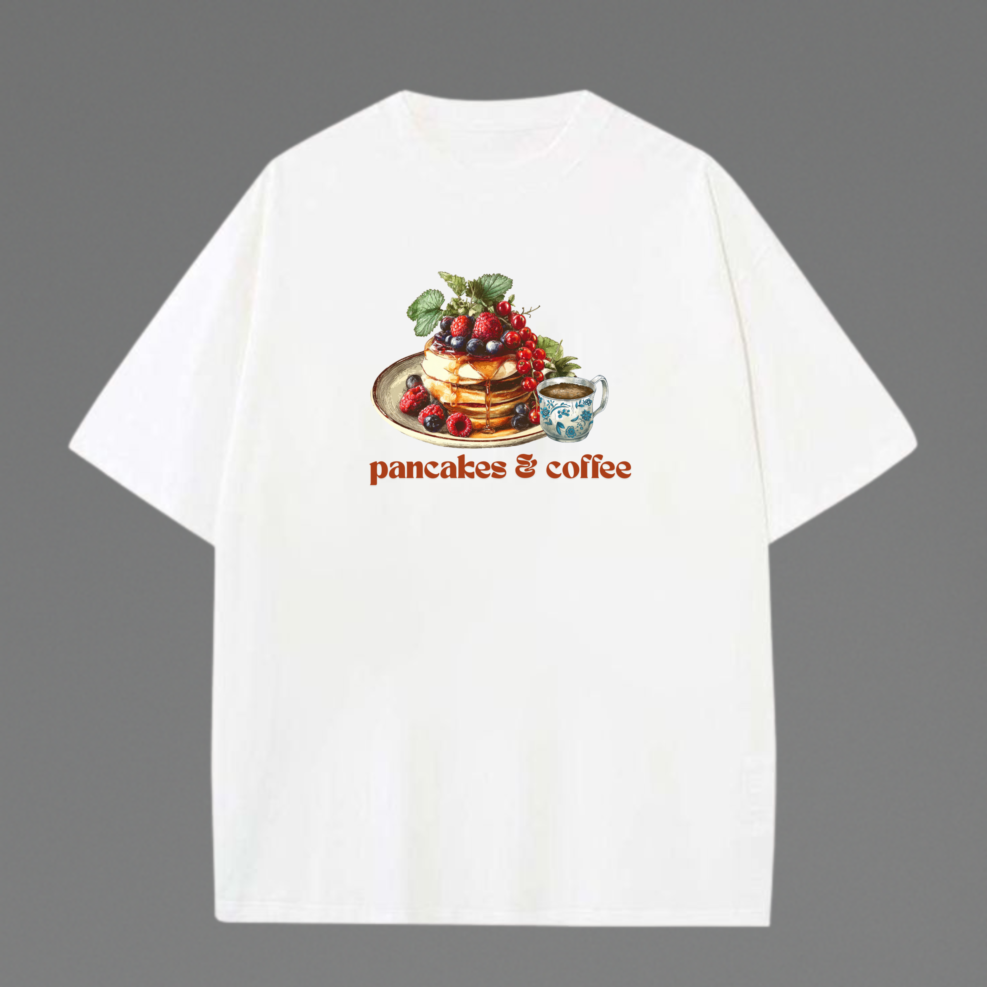 PROTEIN PANCAKES & COFFEE  OVERSIZED COTTON TSHIRT