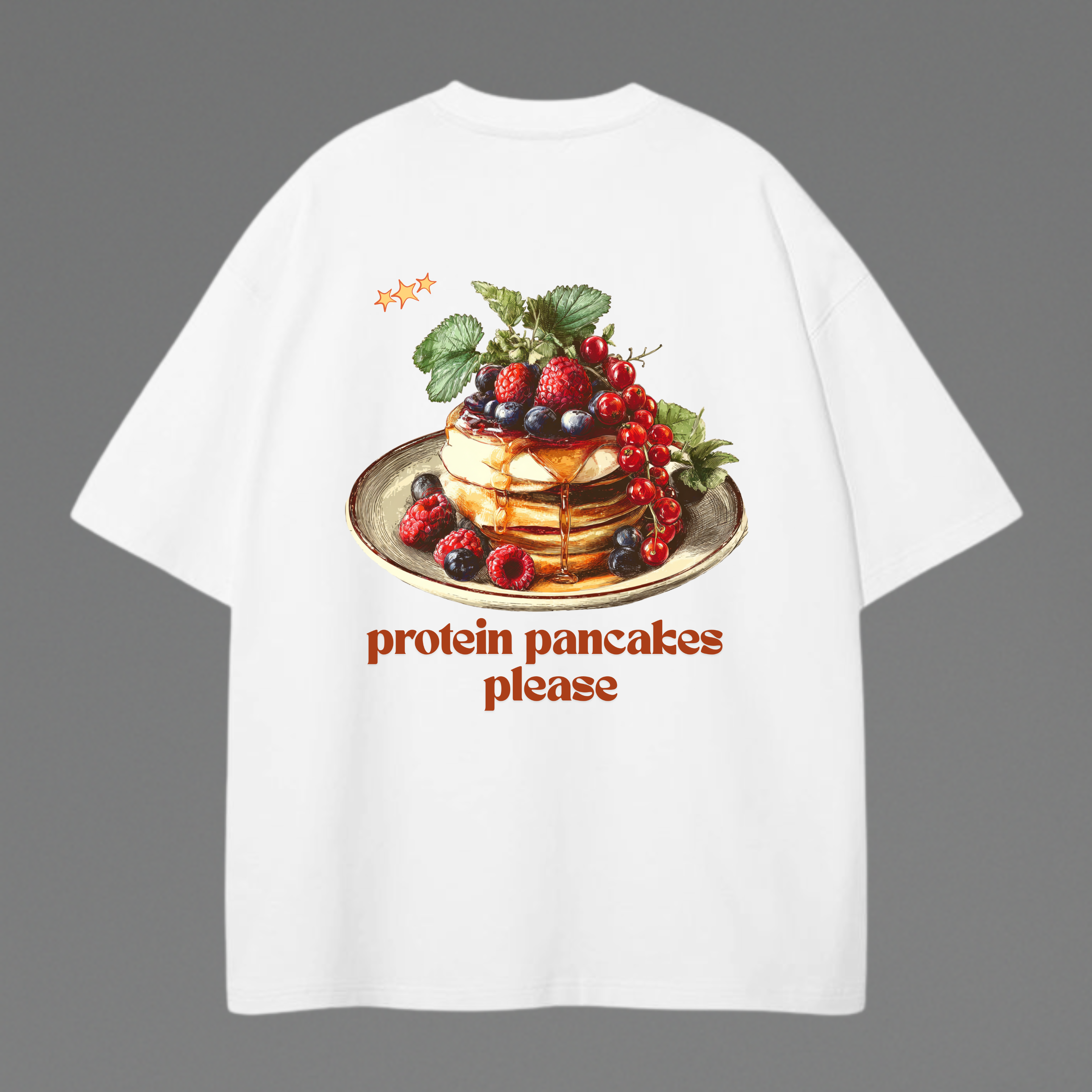PROTEIN PANCAKES & COFFEE  OVERSIZED COTTON TSHIRT